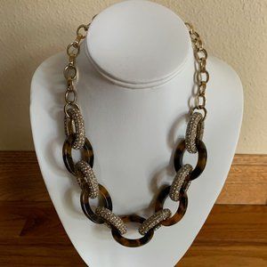 Ann Taylor Tortoiseshell and rhinestone necklace
